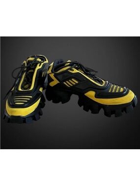 PRADA CLOUDBUST THUNDER Sneakers Yellow/Black Platform Chunky Shoes Luxury M 10